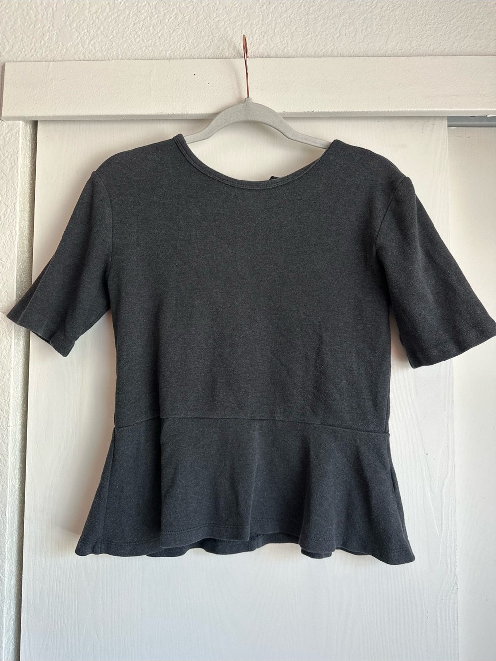 GAP Black Short-Sleeve Peplum Top